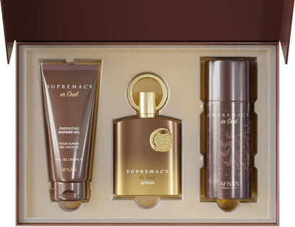 Set Afnan Supremacy In Oud 3Pzs 100Ml Extracto De Perfume Spray/ Desodorante 150Ml Spray/ Shower Gel 150Ml - Hombre