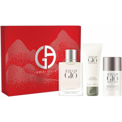 Set Acqua Di Gio 3Pzs 100Ml Edt Spray/ Shower Gel 75Ml/ Desodorante Stick 75G - Hombre