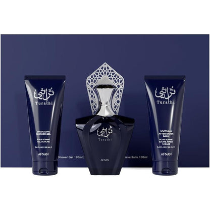 Set Afnan Turathi Blue 3Pzs 90Ml Edp Spray/ Shower Gel 100Ml/ After Shave 100Ml - Hombre