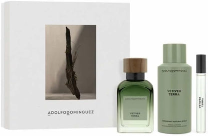 Set Adolfo Dominguez Vetiver Terra 3Pzs 120Ml Edp Spray/ Desodorante 150Ml Spray/ 10Ml Edp Spray - Hombre | Perfumes y Fragancias PriceOnLine