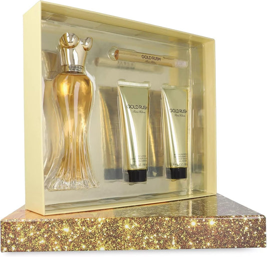 Set Paris Hilton Gold Rush 4 Pzs 100Ml Edp Spray/ Body Lotion 90Ml/ Shower Gel 90Ml/10Ml Edp Spray - Mujer
