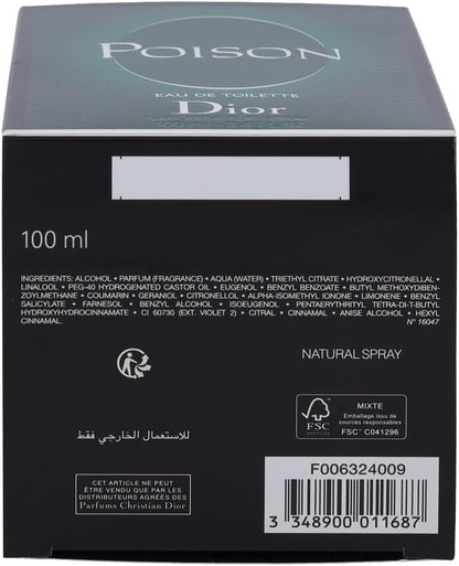Poison Dama Christian Dior 100 ml Edt Spray - Mujer