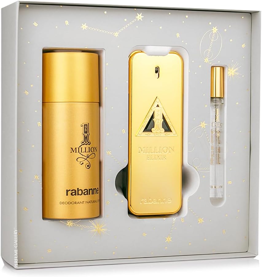 Rabanne Set One Million Elixir 3Pzs 100Ml Edp Spray/ Desodorante Spray 150Ml/ 10Ml Edt Spray - Hombre