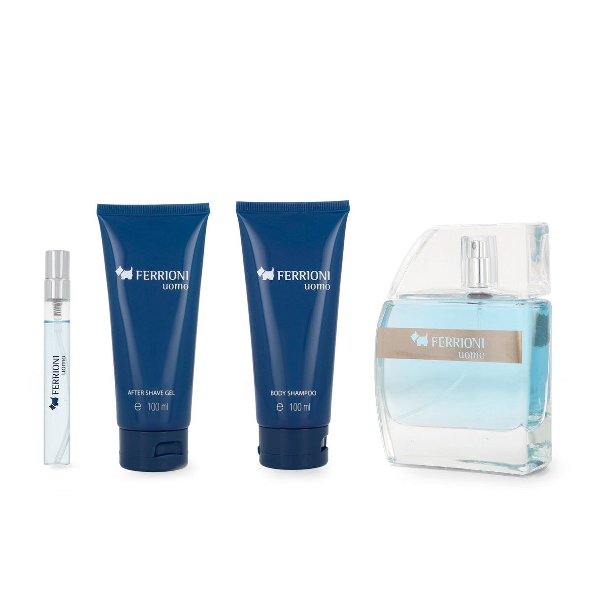 Set Ferrioni Uomo 4Pzs 100Ml Edt Spray/ Body Shampoo 100Ml/ After Shave 100Ml/ 10Ml Edt Spray - Hombre
