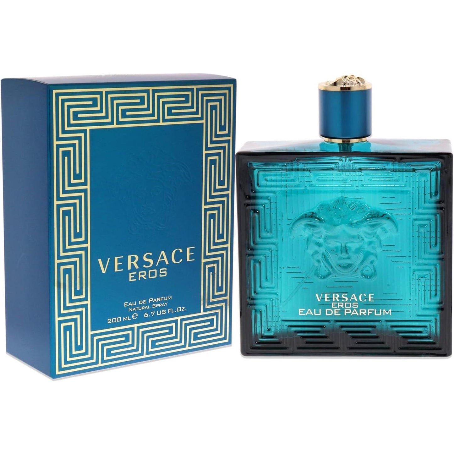 Versace Eros 200 ml Eau de Parfum para Hombre - Fragancia Ámbar Amaderada con Notas de Menta y Vainilla