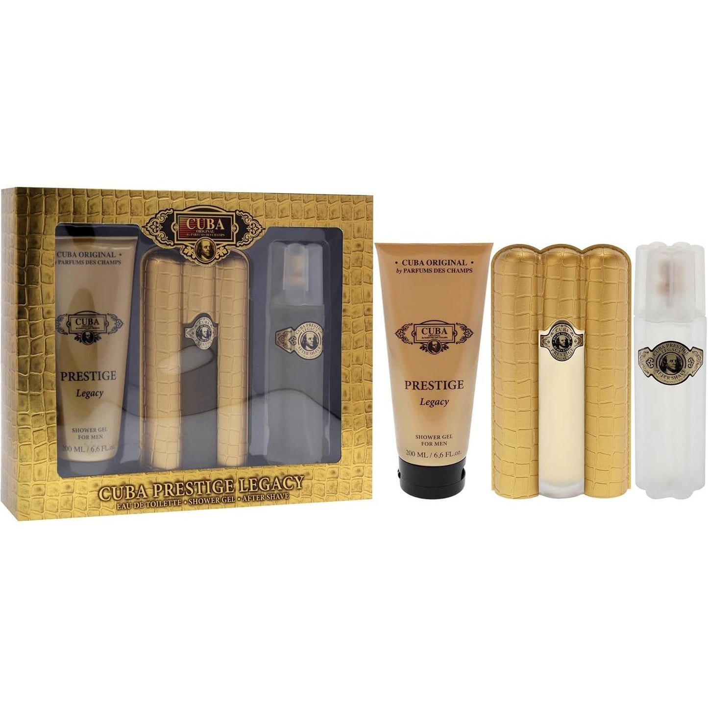 Set Cuba Prestige Legacy 3Pzs 90Ml Edt Spray/ Shower Gel 200Ml/ After Shave 100Ml Spray - Hombre
