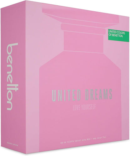 Set Benetton United Dreams Love Yourself 2Pzs 80Ml Edt Spray/ Body Lotion 75Ml - Mujer