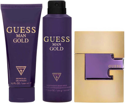 Set Guess Man Gold 3Pzs 75Ml Edt Spray/ Shower Gel 200Ml/ Desodorante 226Ml Spray - Hombre