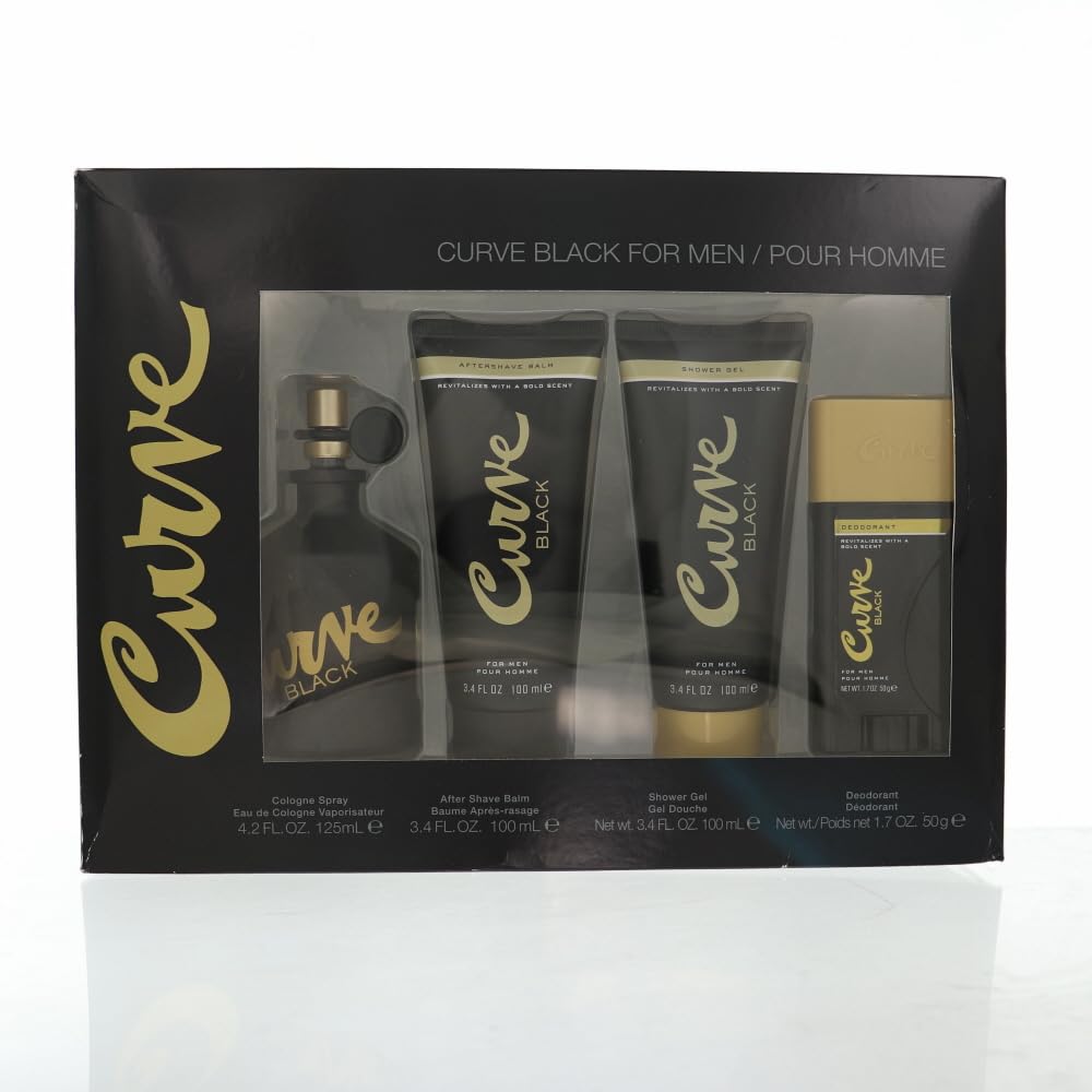 Set Liz Claiborne Curve Black 4Pzs 125Ml Edc Spray/ After Shave 100Ml/ Shower Gel 100Ml/ Desodorante 50G - Hombre