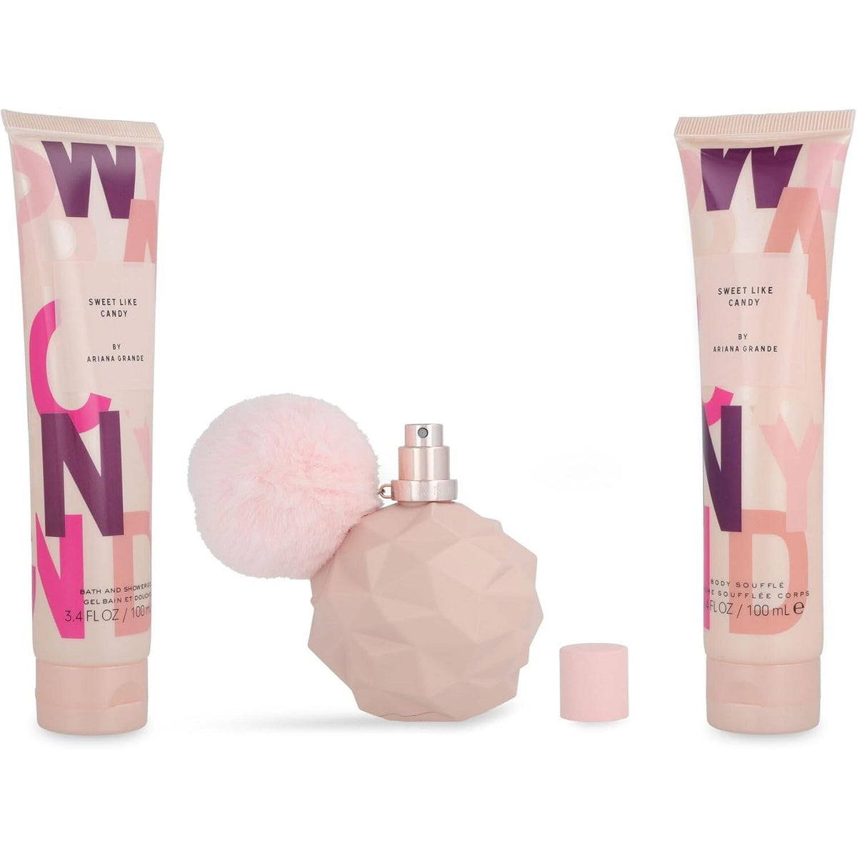 Set Ariana Grande Sweet Like Candy 3Pzs 100Ml Edp Spray/ Body Soufflee 100Ml/ Shower Gel 100Ml - Mujer