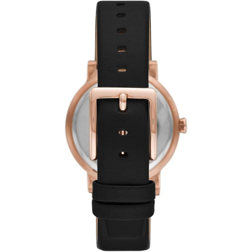 Donna Karan Reloj NY6618 para Mujer con Correa Negra y Marco Dorado Elegante y Moderno