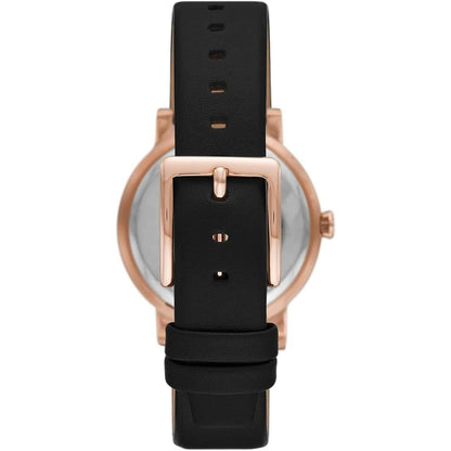 Donna Karan Reloj NY6618 para Mujer con Correa Negra y Marco Dorado Elegante y Moderno