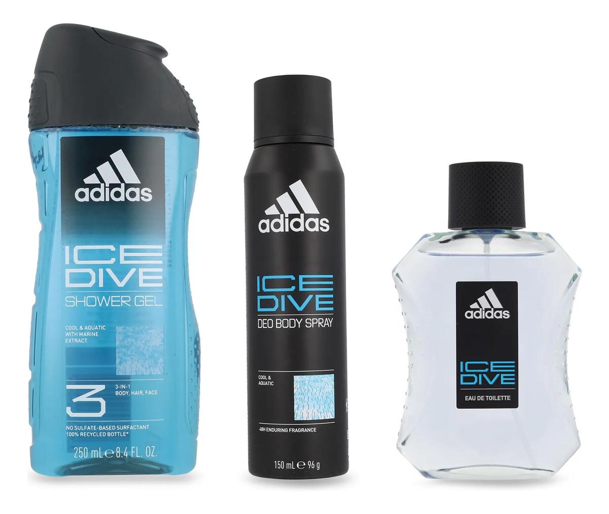 Adidas Set Adidas Ice Dive 3Pz 100Ml Edt Spray - Hombre