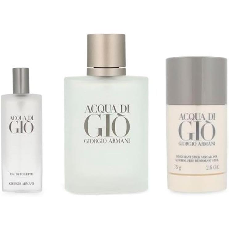 Set Acqua Di Gio 3Pzs 100Ml Edt Spray/ 15Ml Edt Spray/ Desodorante Stick 75G - Hombre