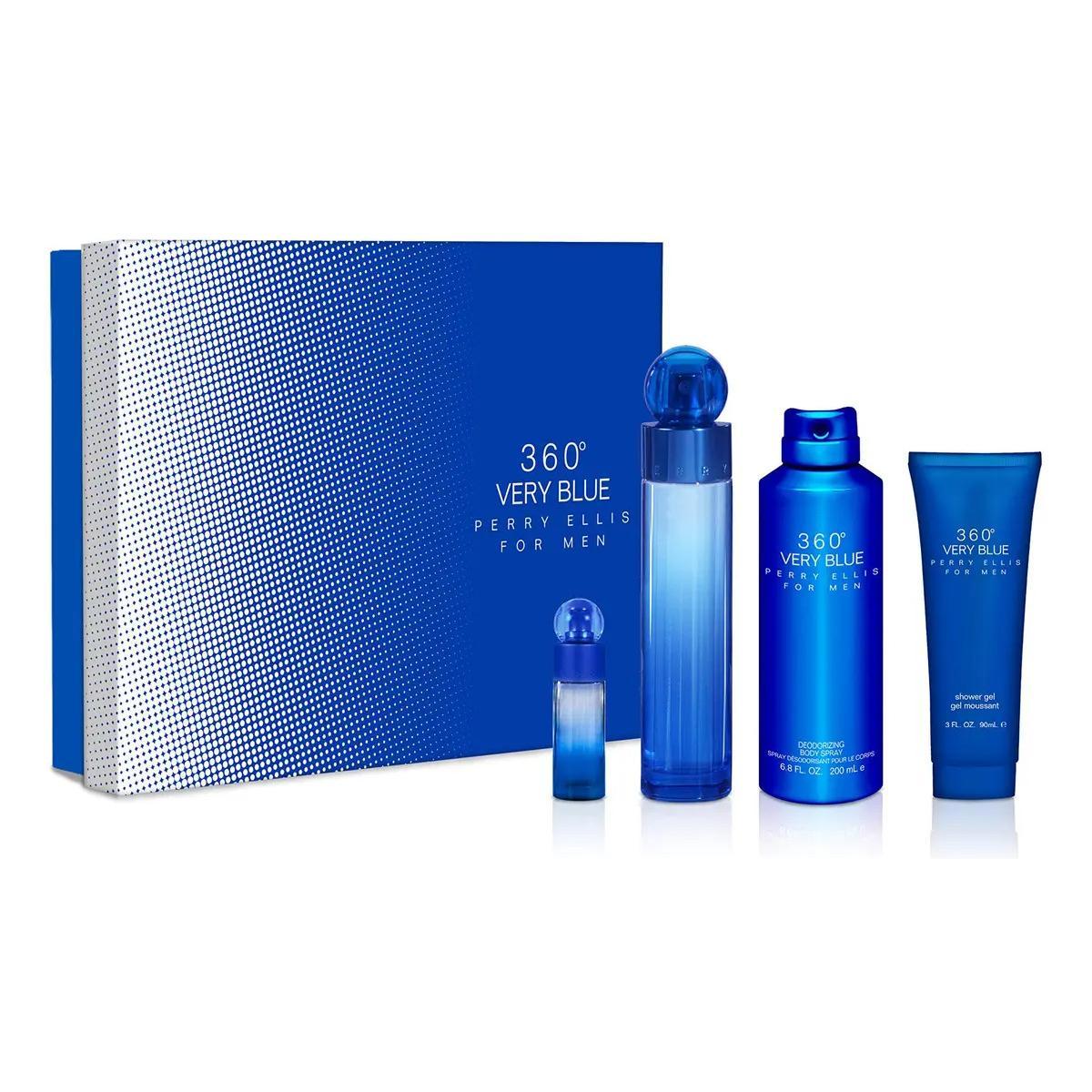 Perry Ellis Set 360° Very Blue 4Pz 100Ml Edt Spray - Hombre