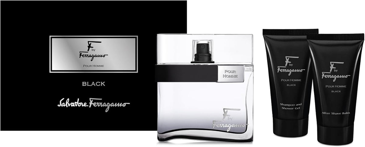 Set Ferragamo Black 3Pzs 100Ml Edt Spray/ After Shave 75Ml/ Shower Gel 75Ml - Hombre