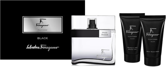 Set Ferragamo Black 3Pzs 100Ml Edt Spray/ After Shave 75Ml/ Shower Gel 75Ml - Hombre