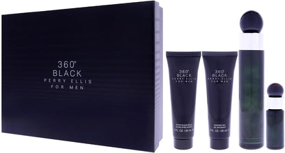 Set Perry Ellis 360° Black 4Pzs 100Ml Edt Spray/ Shower Gel 90Ml/ After Shave Balm 90Ml/ 7.5Ml Edt Spray - Hombre