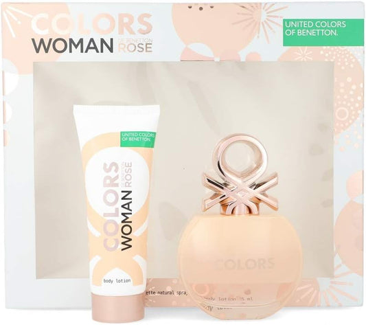 Set Benetton Colors Rose 2Pzs 80Ml Edt Spray/ Body Lotion 75Ml Mujer