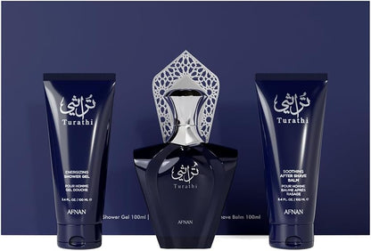 Set Afnan Turathi Blue 3Pzs 90Ml Edp Spray/ Shower Gel 100Ml/ After Shave 100Ml - Hombre