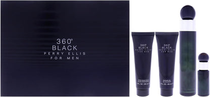Set Perry Ellis 360° Black 4Pzs 100Ml Edt Spray/ Shower Gel 90Ml/ After Shave Balm 90Ml/ 7.5Ml Edt Spray - Hombre