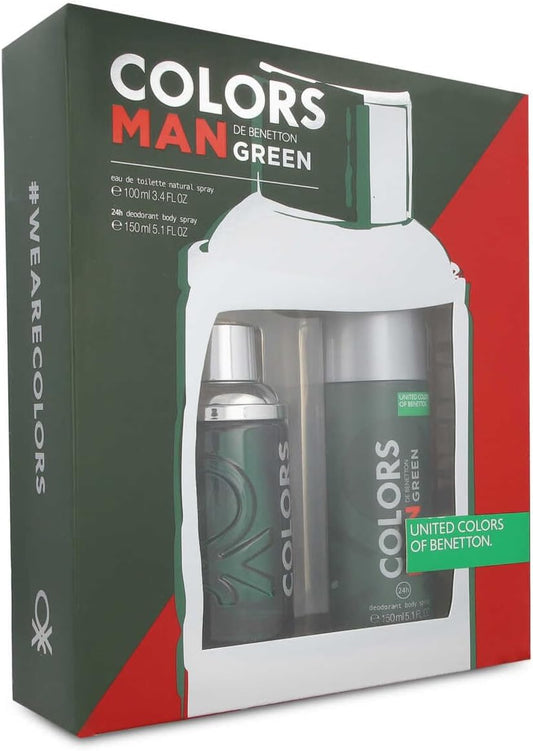 Set Benetton Colors Green 2Pz 100Ml Edt Spray Hombre
