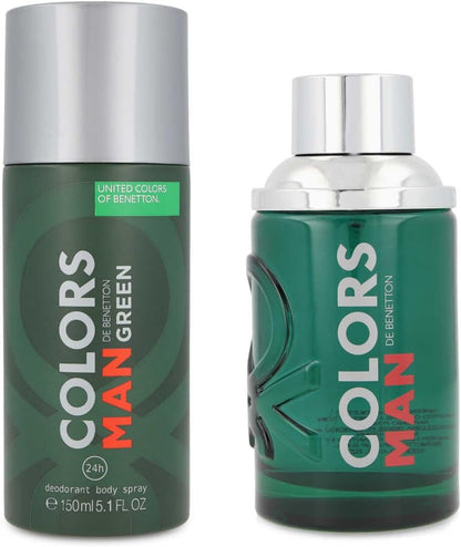 Set Benetton Colors Green 2Pz 100Ml Edt Spray - Hombre