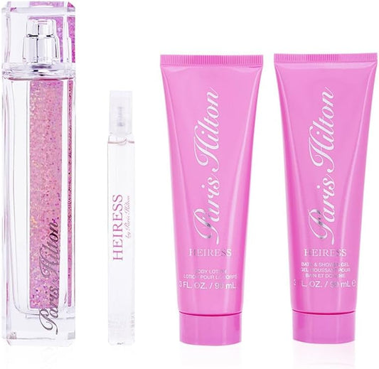 Set Paris Hilton Heiress 4Pzs 100Ml Edp Spray/ Body Lotion 90Ml/ Shower Gel 90Ml/ 10Ml Edp Spray - Mujer