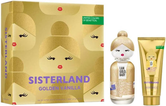 Set Benetton Sisterland Golden Vanilla 2Pzs 80Ml Edp Spray/ Body Lotion 75Ml - Mujer