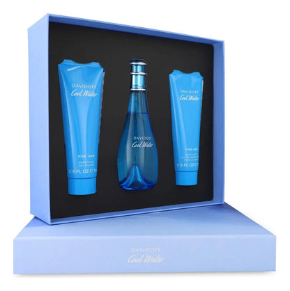 Set Cool Water Davidoff  3Pzs 100Ml Edt Spray/ Body Lotion 75Ml/ Shower Gel 75Ml - Mujer