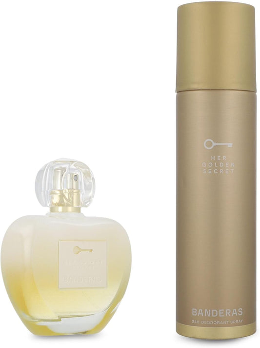 Set Banderas Her Golden Secret 2Pzs 80Ml Edt Spray/ Desodorante 150Ml Spray - Mujer