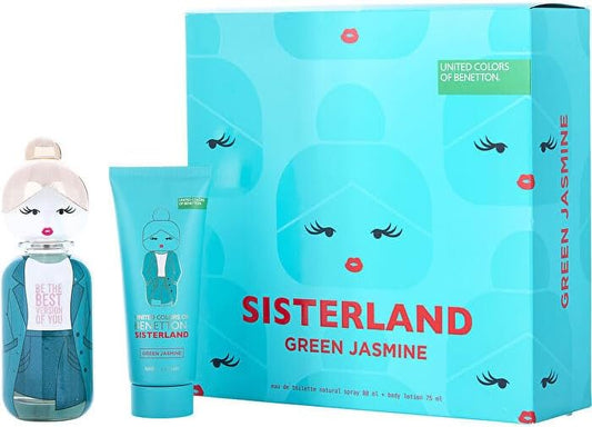 Benetton Set Benetton Sisterland Green Jasmine 2Pzs 80Ml Edt Spray/ Body Lotion 75Ml - Mujer