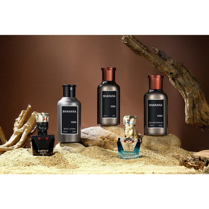 Bharara Set King 5Pzs 100Ml Edp Spray/ Body Lotion 200Ml/ After Shave 100Ml/ Pharaoh Ramesses I 15Ml Parfum Spray/ Pharaoh Ramesses Ii 15Ml Parfum - Hombre