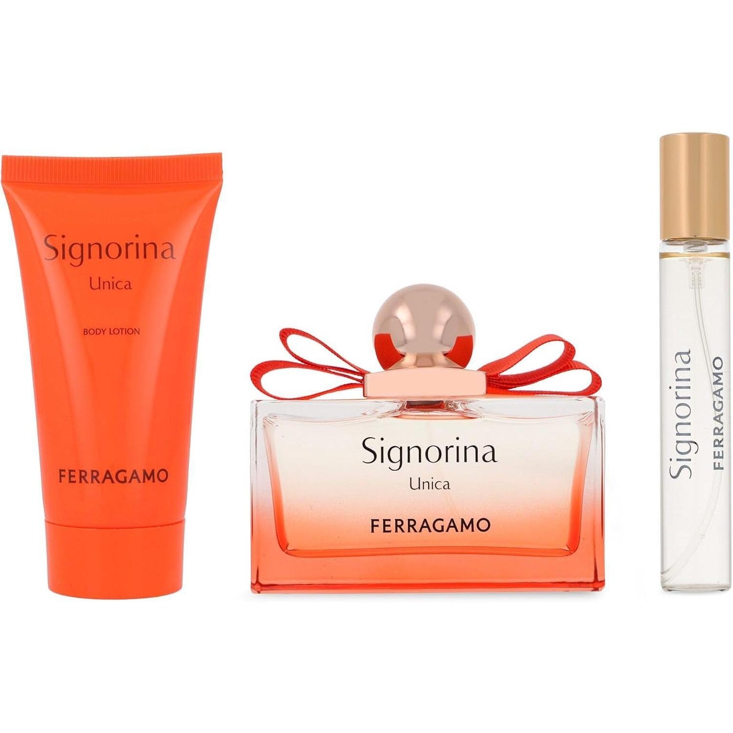 Set Ferragamo Signorina Unica 3Pzs 100Ml Edp Spray/ Body Lotion 50Ml/ 15Ml Edp Spray - Mujer