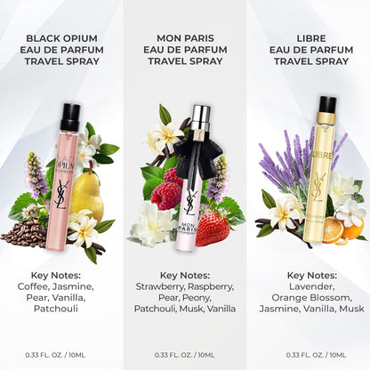 Set Mini Yves Saint Laurent 3Pzs Mon Paris 10Ml Edp Spray/ Libre 10Ml Edp Spray/ Black Opium 10Ml Edp Spray - Mujer