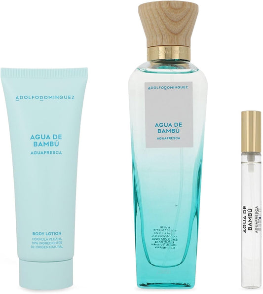 Set Agua De Bambu Adolfo Dominguez  3Pzs 120Ml Edt Spray/ Body Lotion 75Ml/ 10Ml Edt Spray - Mujer