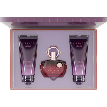 Set Afnan Supremacy Purple 3Pzs 100Ml Edp Spray/ Body Lotion 100Ml/ Shower Gel 100Ml - Mujer
