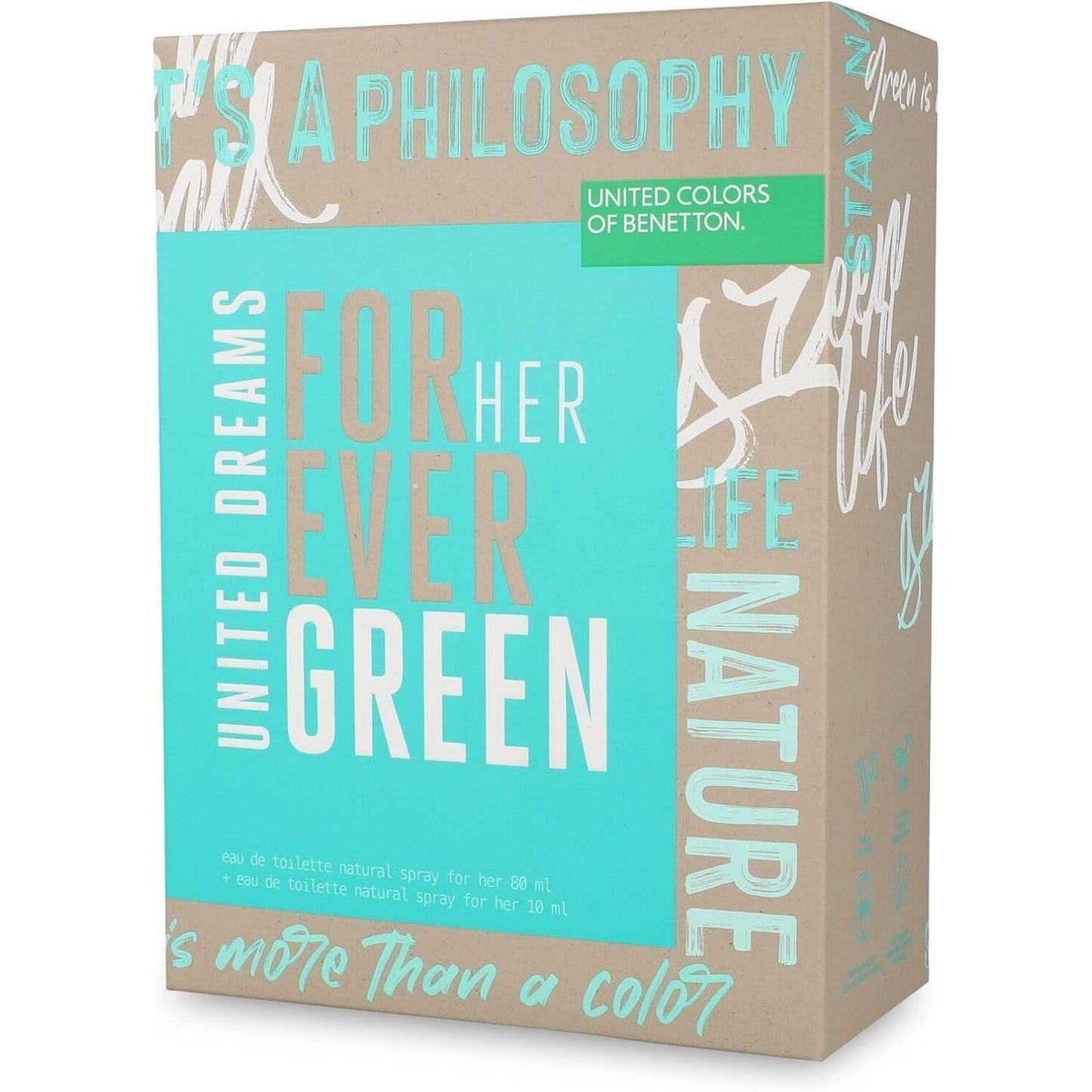 Set Benetton United Dreams Forever Green 2Pzs 80Ml Edt Spray/ 10Ml Edt Spray - Mujer