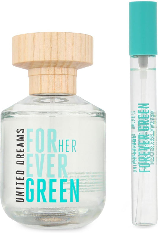 Set Benetton United Dreams Forever Green 2Pzs 80Ml Edt Spray/ 10Ml Edt Spray - Mujer