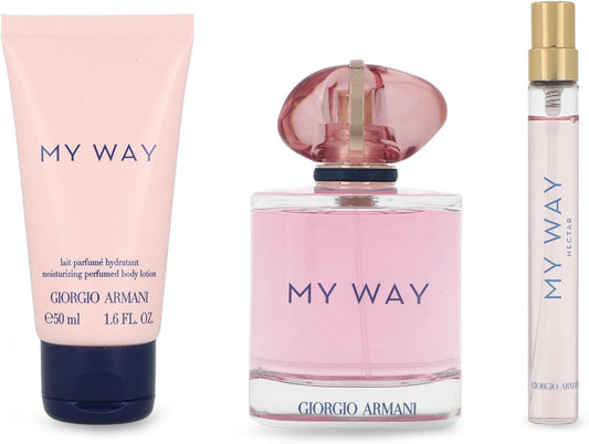 Set Giorgio Armani My Way Nectar 3Pzs 90Ml Edp Spray/ Body Lotion 50Ml/ 10Ml Edp Spray - Mujer