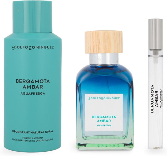 Set Bergamota Ambar Caballero Adolfo Dominguez 3Pz - 120 ml Edt / Desodorante 150 ml - Hombre