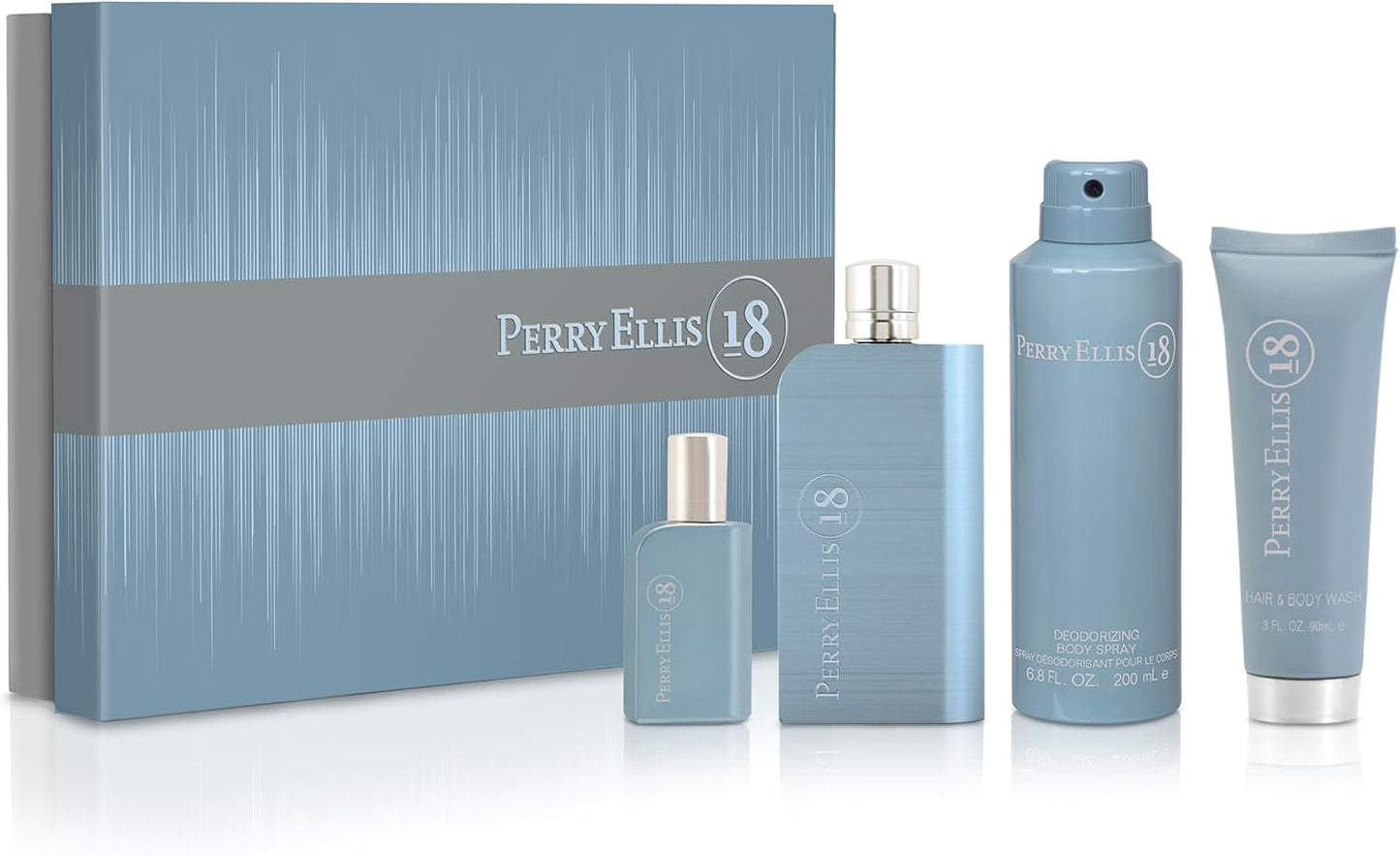 Set Perry Ellis 18 4Pzs 100Ml Edt Spray/Body Wash 90 Ml/Desodorante 170G Spray /7.5Ml Edt Spray - Hombre