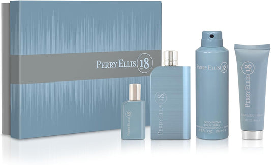 Set Perry Ellis 18 4Pzs 100Ml Edt Spray/Body Wash 90 Ml/Desodorante 170G Spray /7.5Ml Edt Spray - Hombre