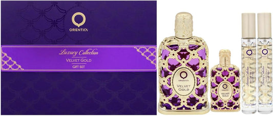 Set Orientica Luxury Collection Velvet Gold 4Pzs 80Ml Edp Spray/ 7.5Ml Edp/ 10Ml Edp Spray X2