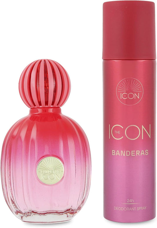 Set Banderas The Icon 2Pzs 100Ml Edp Spray/ Desodorante 150Ml Spray - Mujer
