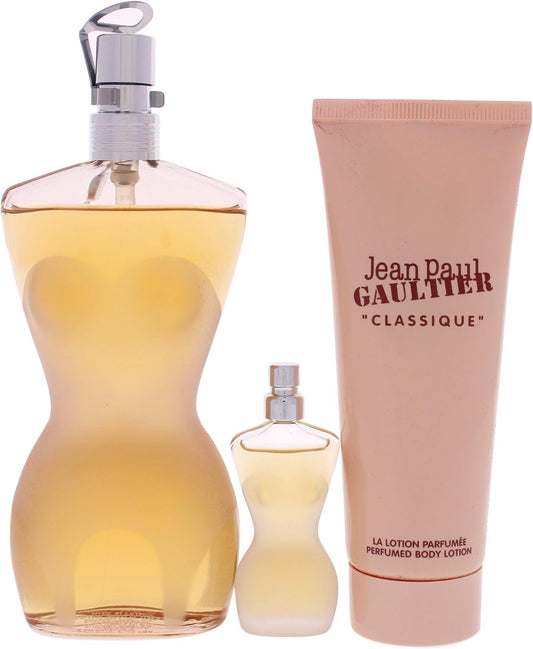 Set Jean Paul Gaultier Classique 3Pzs 100Ml Edt Spray/ Body Lotion 75Ml/ 6Ml Edt - Mujer