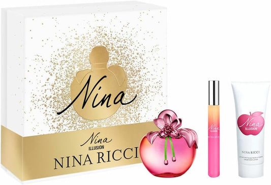Set Nina Illusion 3Pzs 80Ml Edp Spray/ Body Lotion 75Ml/ 10Ml Edp Roll On - Mujer