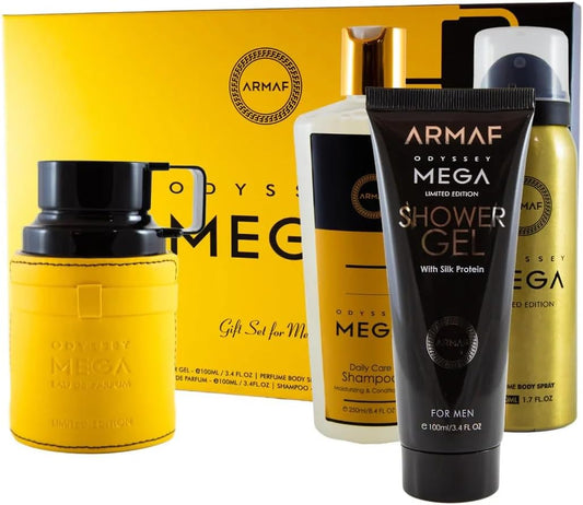 Set Armaf Odyssey Mega 4Pzs 100Ml Edp Spray/ Shower Gel 100Ml/ Shampoo 250Ml/ Body Spray 50Ml - Hombre