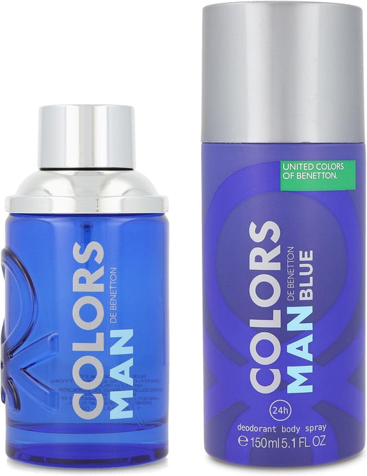Set Benetton Colors Blue Man 2Pzs 100Ml Edt Spray/ 150Ml Desodorante Spray - Hombre