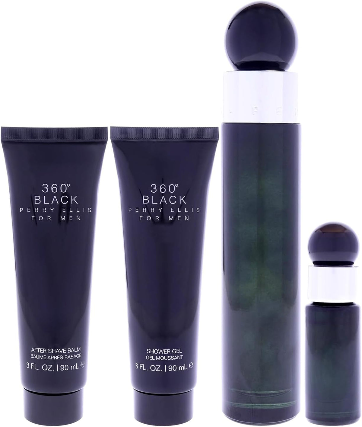 Set Perry Ellis 360° Black 4Pzs 100Ml Edt Spray/ Shower Gel 90Ml/ After Shave Balm 90Ml/ 7.5Ml Edt Spray - Hombre
